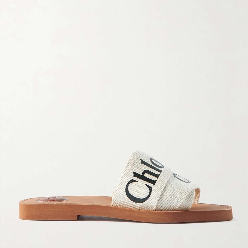 Chloe Woody Canvas logo sandals, size 41